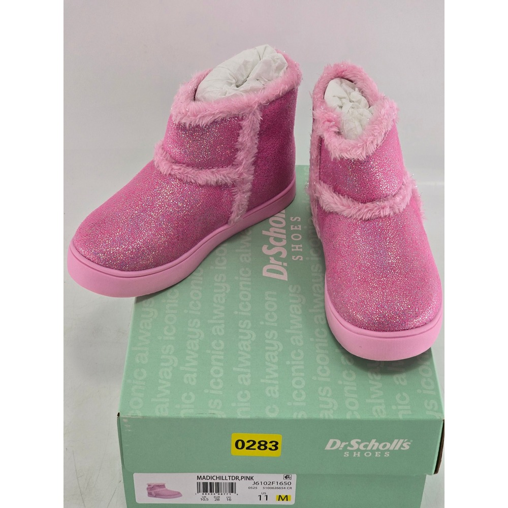 Dr. Scholls Madichilltdr Pink Glitter Boots Toddler Size 11M Faux Fur - New